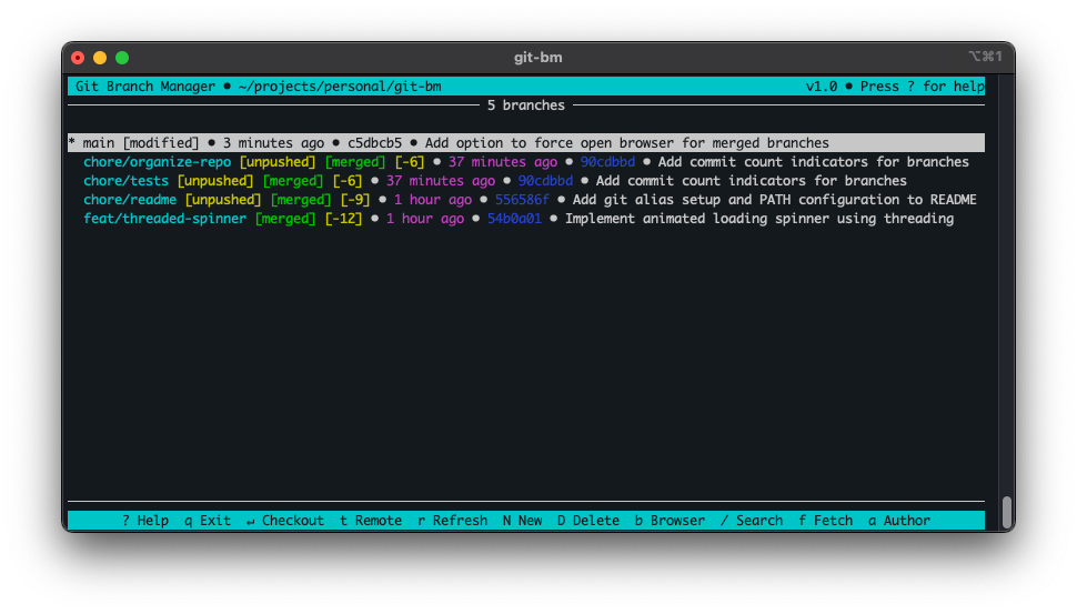 Git Branch Manager: a manager for git branches - Dave Schumaker